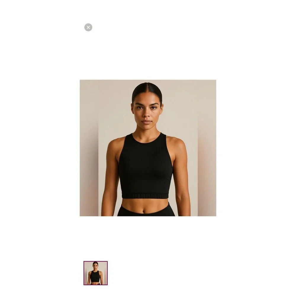 Fashion Nova Black Crop Swim Top High Neck Sporty Bikini XS